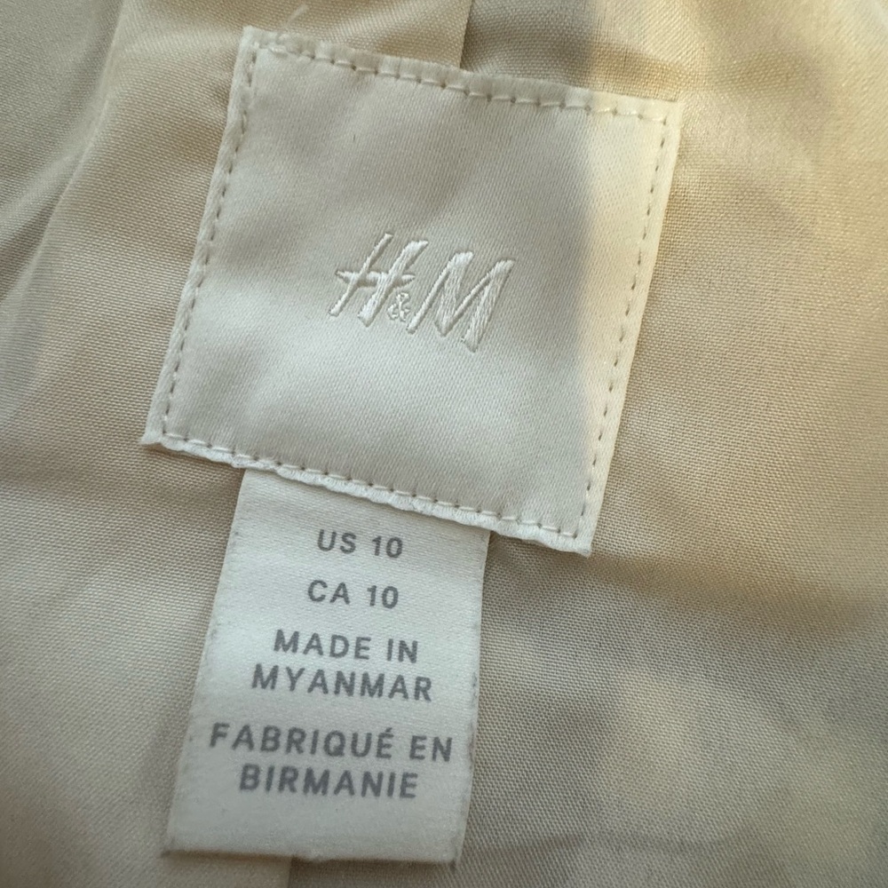 H&M Plaid Blazer Jacket Women Size 10 Preppy Academia Neutral Blazer Coat - Picture 5 of 10